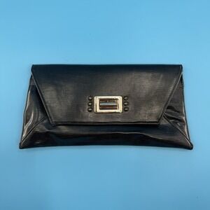 Ecko Red by Marc Ecko Black Clutch Handbag Faux Leather Gold Logo